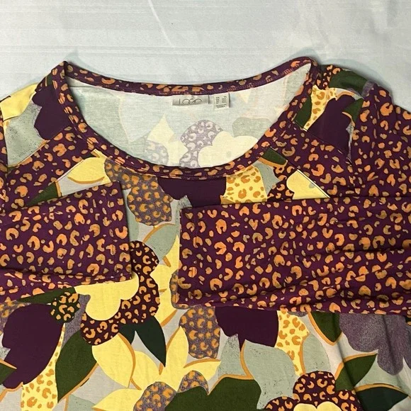LOGO Lori Goldstein 1X Mixed Media Tunic Top Funky Flowy Bold Feminine Pockets - Picture 5 of 16